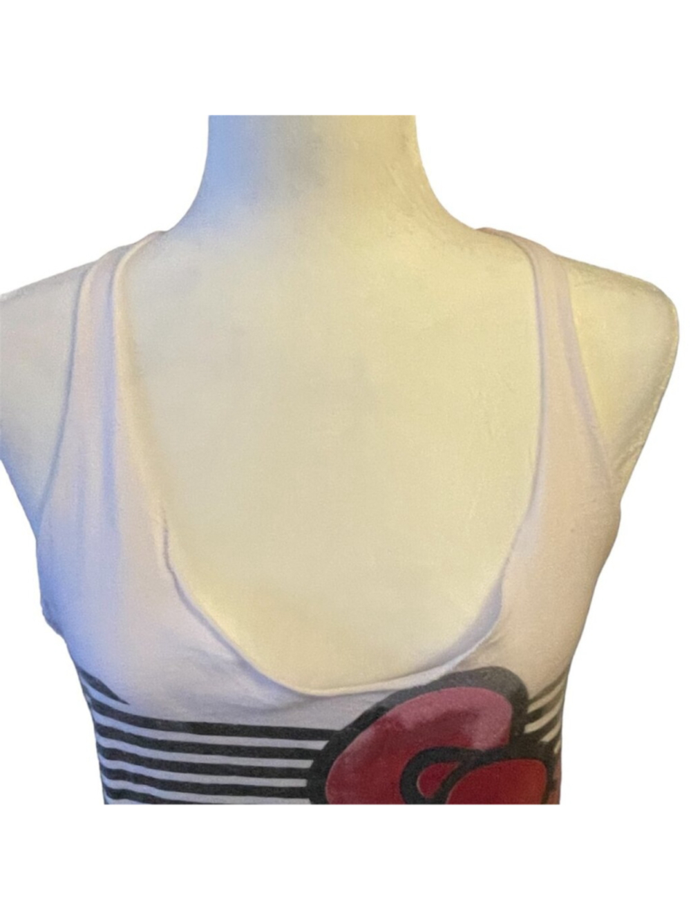 Hello Kitty Distressed Upcycled White Racerback Tank Top OS - Picture 7 of 9